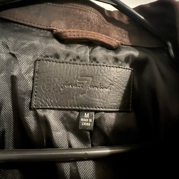 7 for All Mankind Men's Brown Leather Jacket - Picture 3 of 4